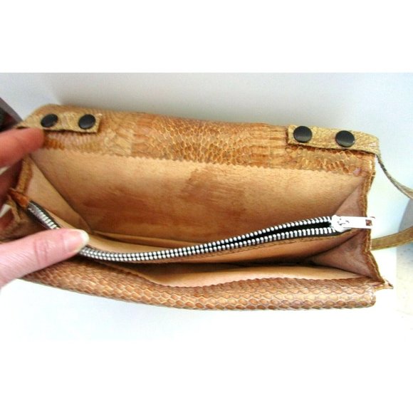 Vintage MCM Snakeskin Leather/Suede Thailand Clutch Purse with Detachable Strap - Picture 6 of 10